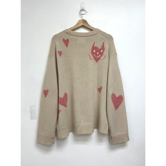 Zadig & Voltaire Markus Cashmere Heart Devil Designer Crew Neck Sweater Medium - Picture 2 of 14